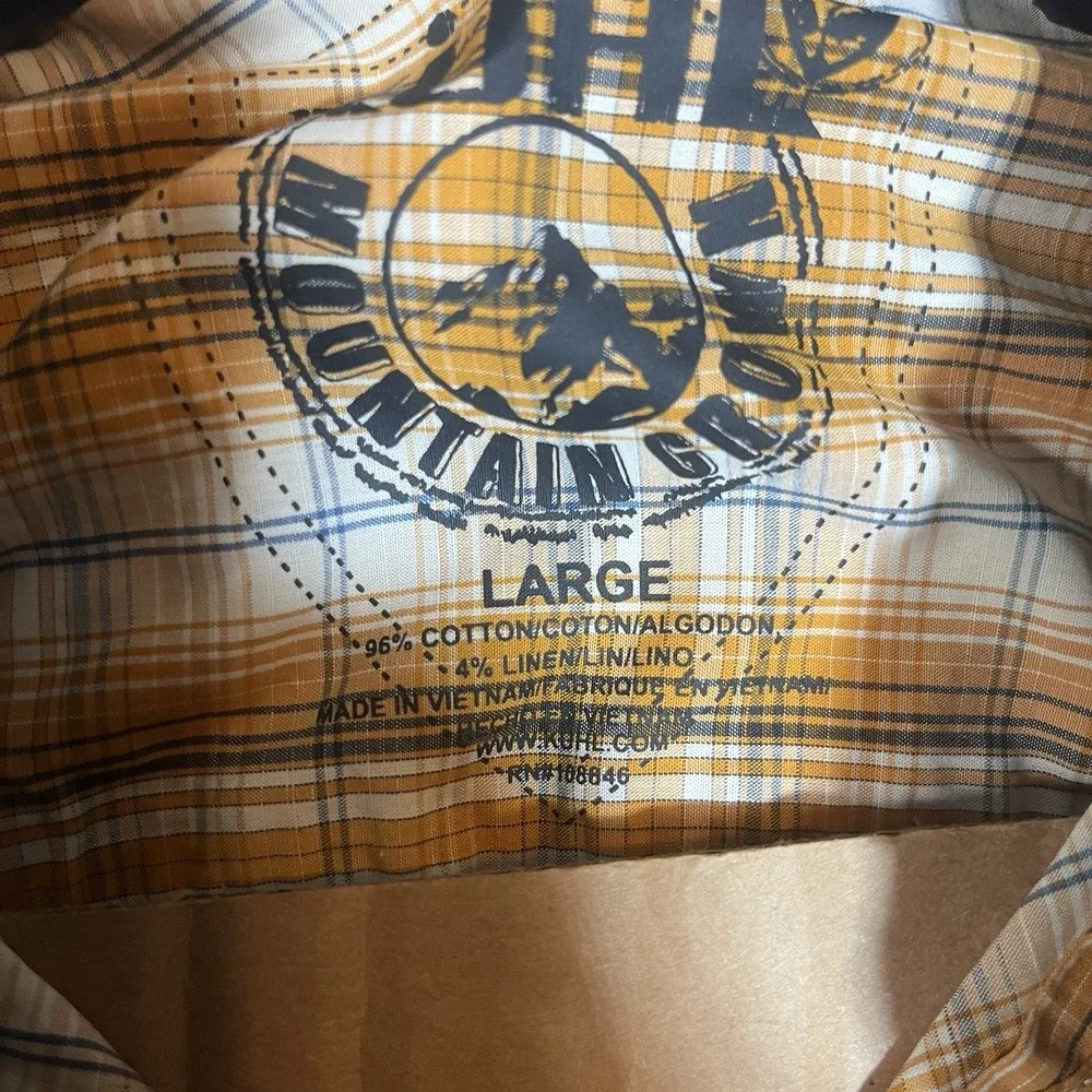 Kuhl Mens Size Large Mountain Grown Plaid Short Sleeve Cotton Linen Blend Shirt - Picture 3 of 10